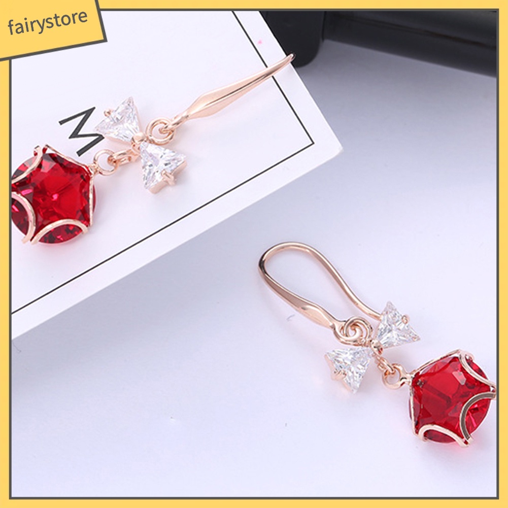 Bông Tai Dáng Dài Hình Nơ Bướm Đính Đá Zirconia Thời Trang Cho Nữ