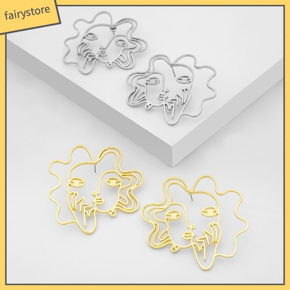 Khuyên Tai Hình Khuôn Mặt Trừu Tượng Sáng Tạo Dành Cho Nữ