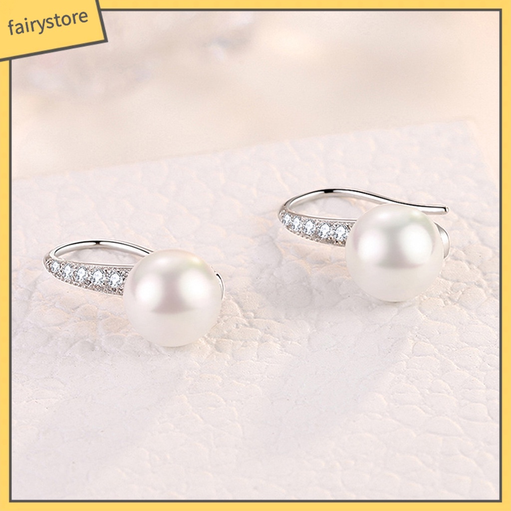 [FRO] Bông Tai Đính Đá Zircon Ngọc Trai Giả Dáng Thả Thời Trang Cho Nữ