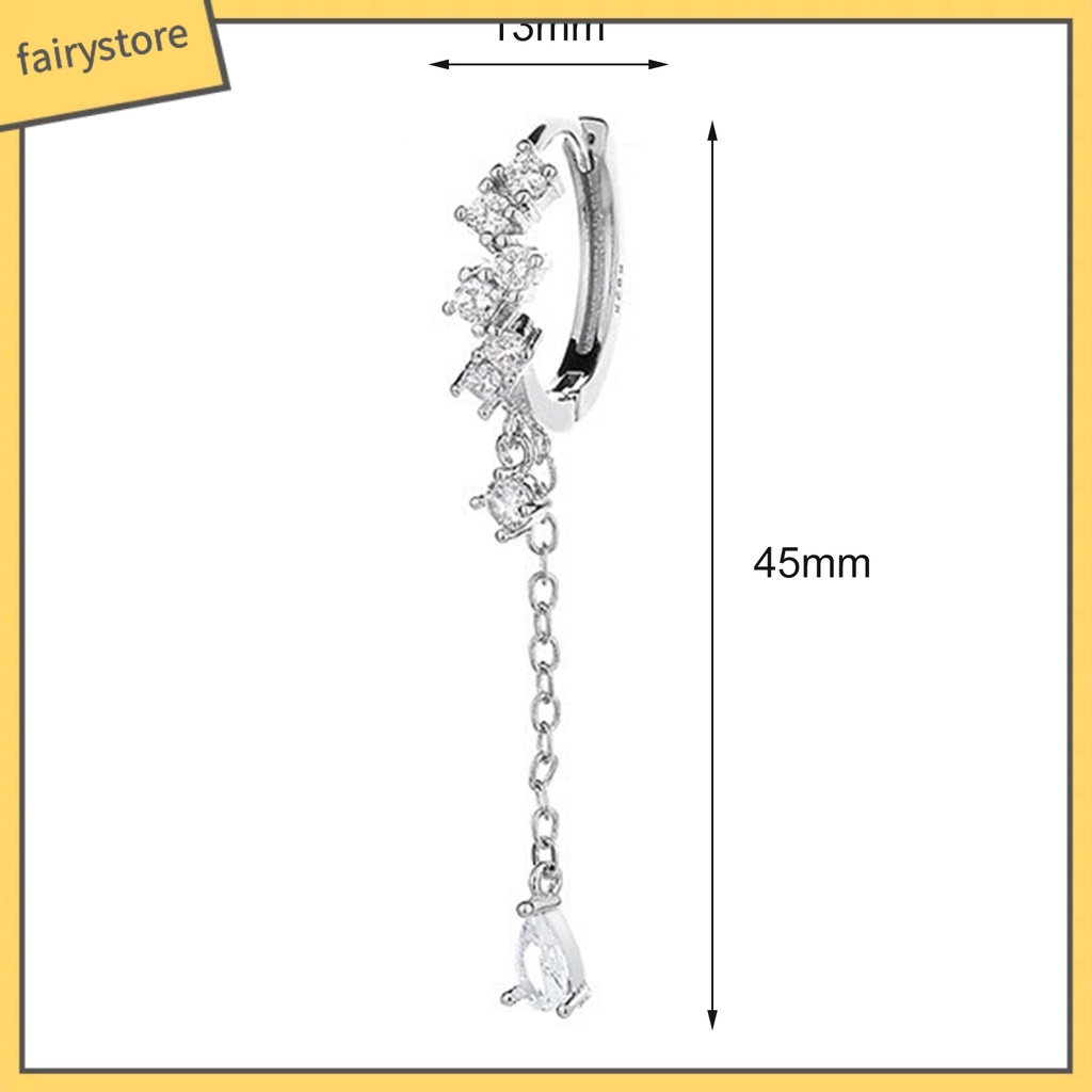 1 Bông Tai Hình Giọt Nước Đính Đá Zircon Thời Trang