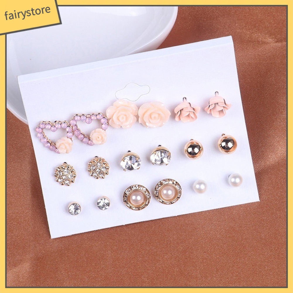 Set 9 Cặp Hoa Tai Thời Trang Độc Đáo Cho Nữ