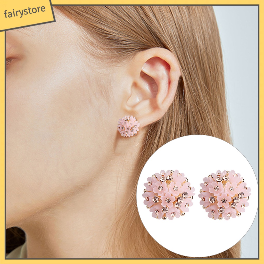 1 Đôi Bông Tai Hình Hoa Bằng Nhựa Resin Nhỏ Gọn Chống Rơi Vỡ Thời Trang Dự Tiệc Cho Nữ