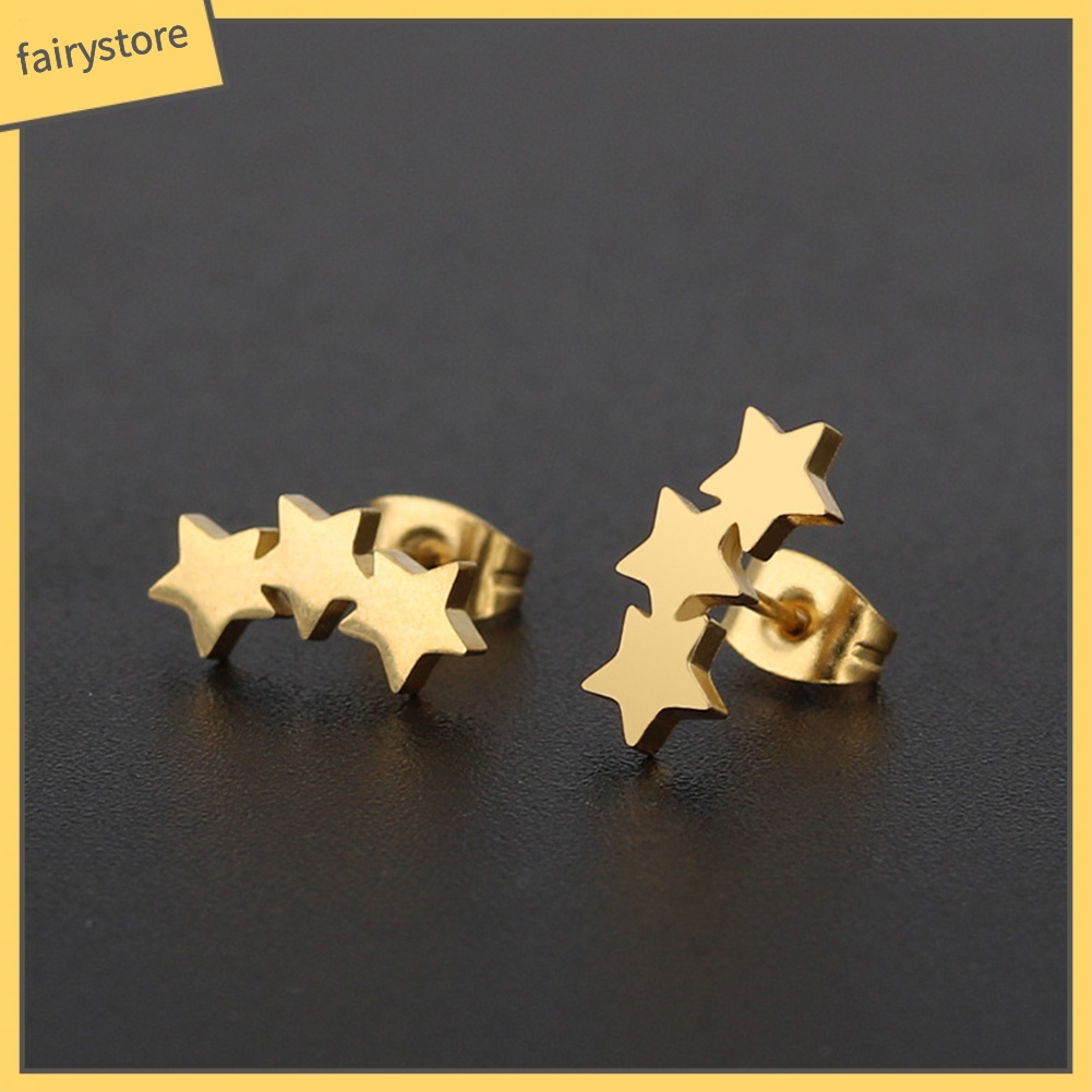 Khuyên Tai Hình Ngôi Sao Ba Cánh Bằng Thép Không Gỉ