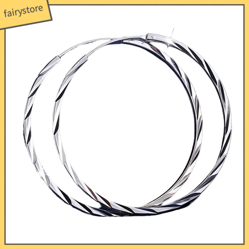 1 Đôi Bông Tai Hình Tròn Lớn Họa Tiết Hình Học Thời Trang Dành Cho Nữ