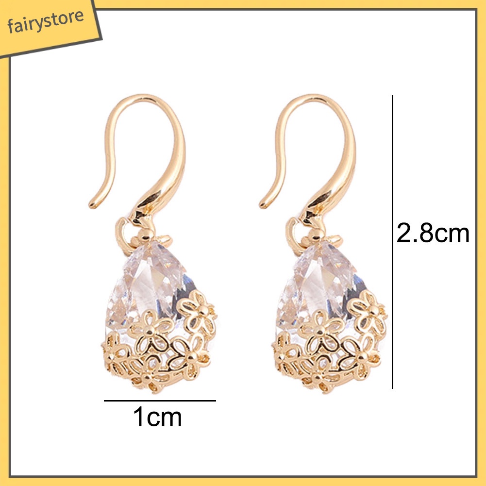 Bông Tai Hình Giọt Nước Đính Đá Zircon Thời Trang Dành Cho Nữ