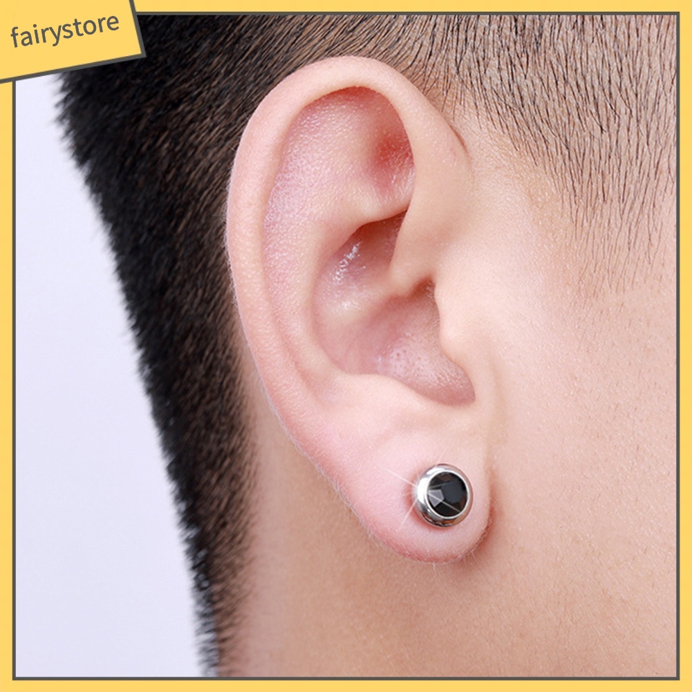 Bông Tai Helix Bằng Thép Không Gỉ Đính Kim Cương Giả Unisex