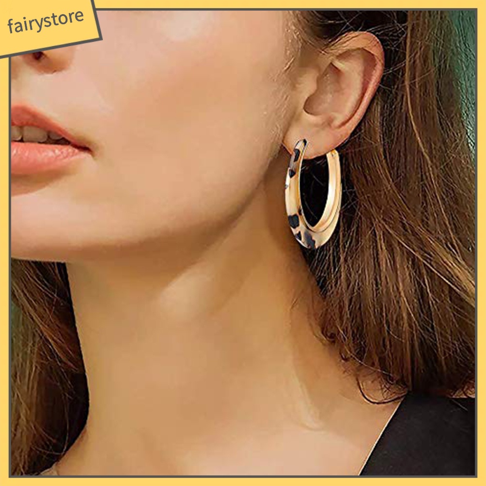 Bông Tai Tròn Họa Tiết Da Báo Thời Trang Dành Cho Nữ