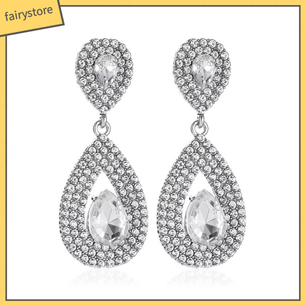 1 Đôi Bông Tai Hình Giọt Nước Đính Đá Lấp Lánh Dành Cho Nữ