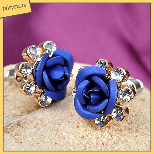 Đôi Khuyên Tai Hình Hoa Hồng Đính Đá Thời Trang Cho Nữ