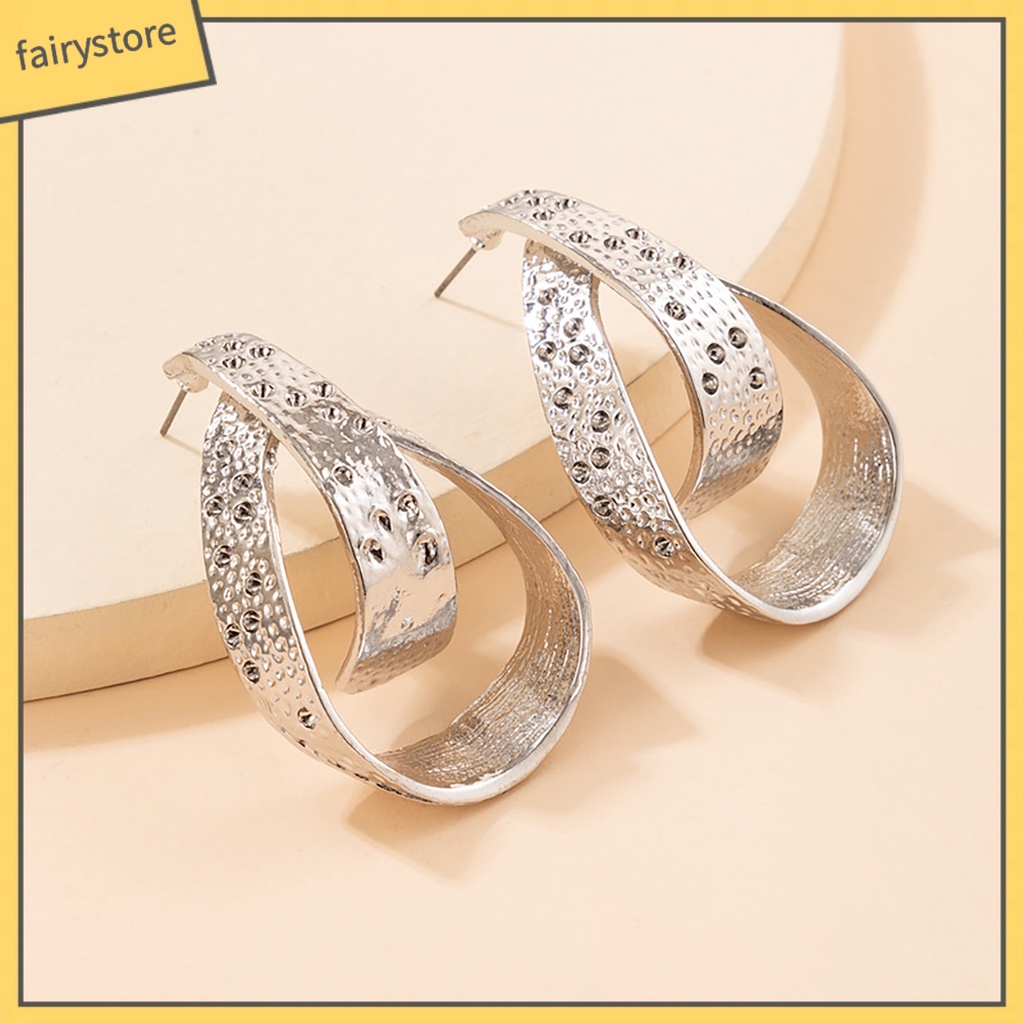 1 Đôi Bông Tai Mạ Bạc Hình Giọt Nước Đính Đá Thời Trang Vintage Dành Cho Nữ