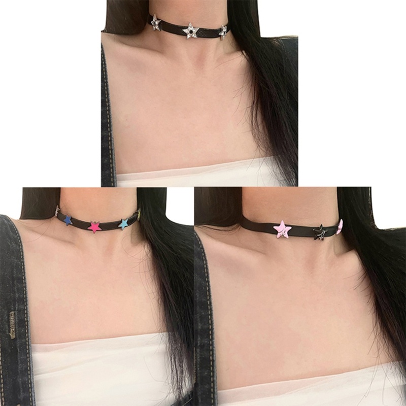 Vòng Cổ Choker Da Mặt Ngôi Sao Năm Cánh Phong Cách Harajuku Ngọt Ngào Cho Nữ