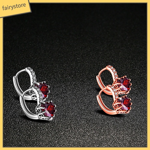 Bông Tai Đeo Vành Tai Hình Trái Tim Đính Đá Zircon Thời Trang Cho Nữ