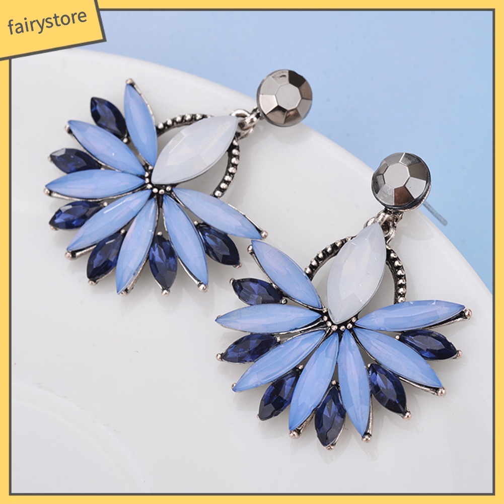 Đôi Khuyên Tai Hình Hoa Đính Đá Phong Cách Boho Thời Trang Cho Nữ