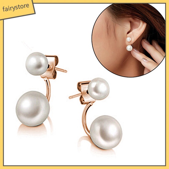 1 Đôi Bông Tai Tròn Đính Ngọc Trai Giả Thời Trang