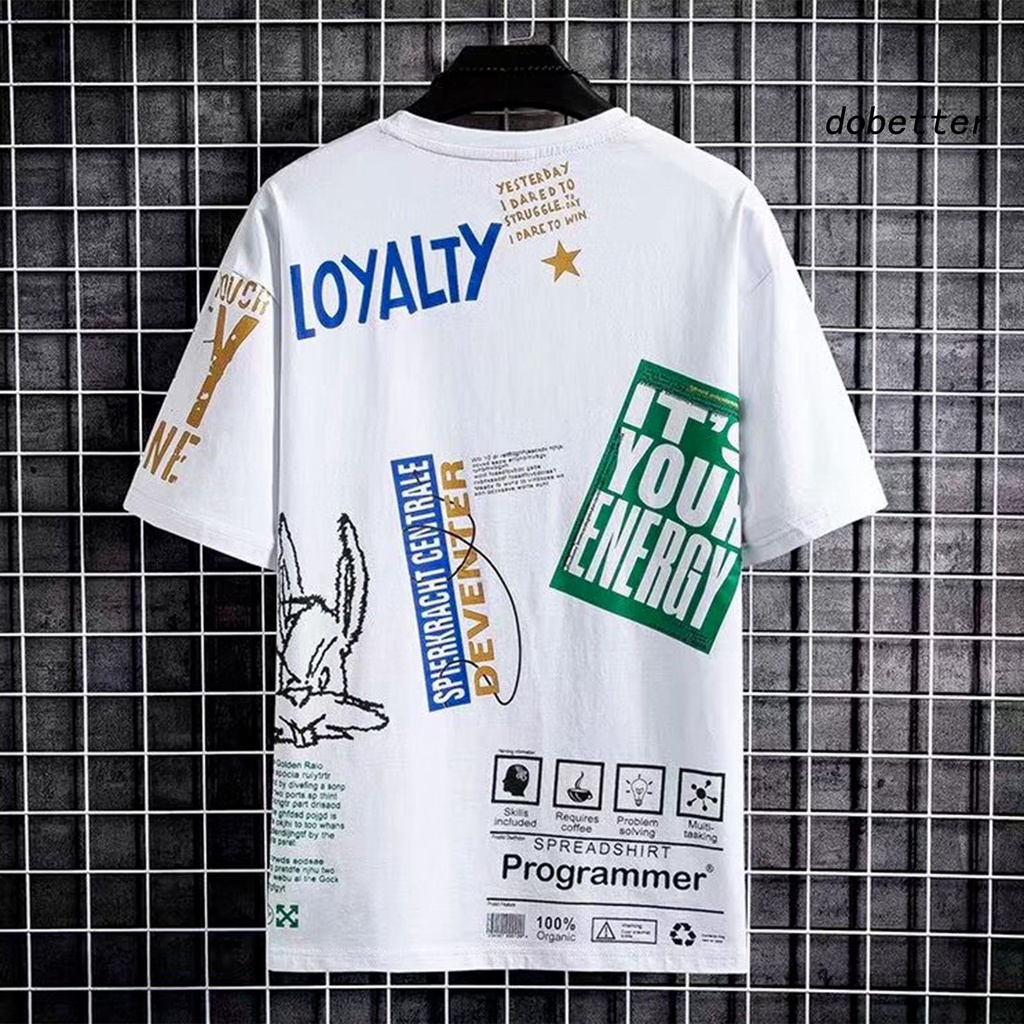 Áo Thun Tay Ngắn Cổ Tròn Thoáng Khí In Chữ Phong Cách Hip Hop Thời Trang Mùa Hè Cho Nam