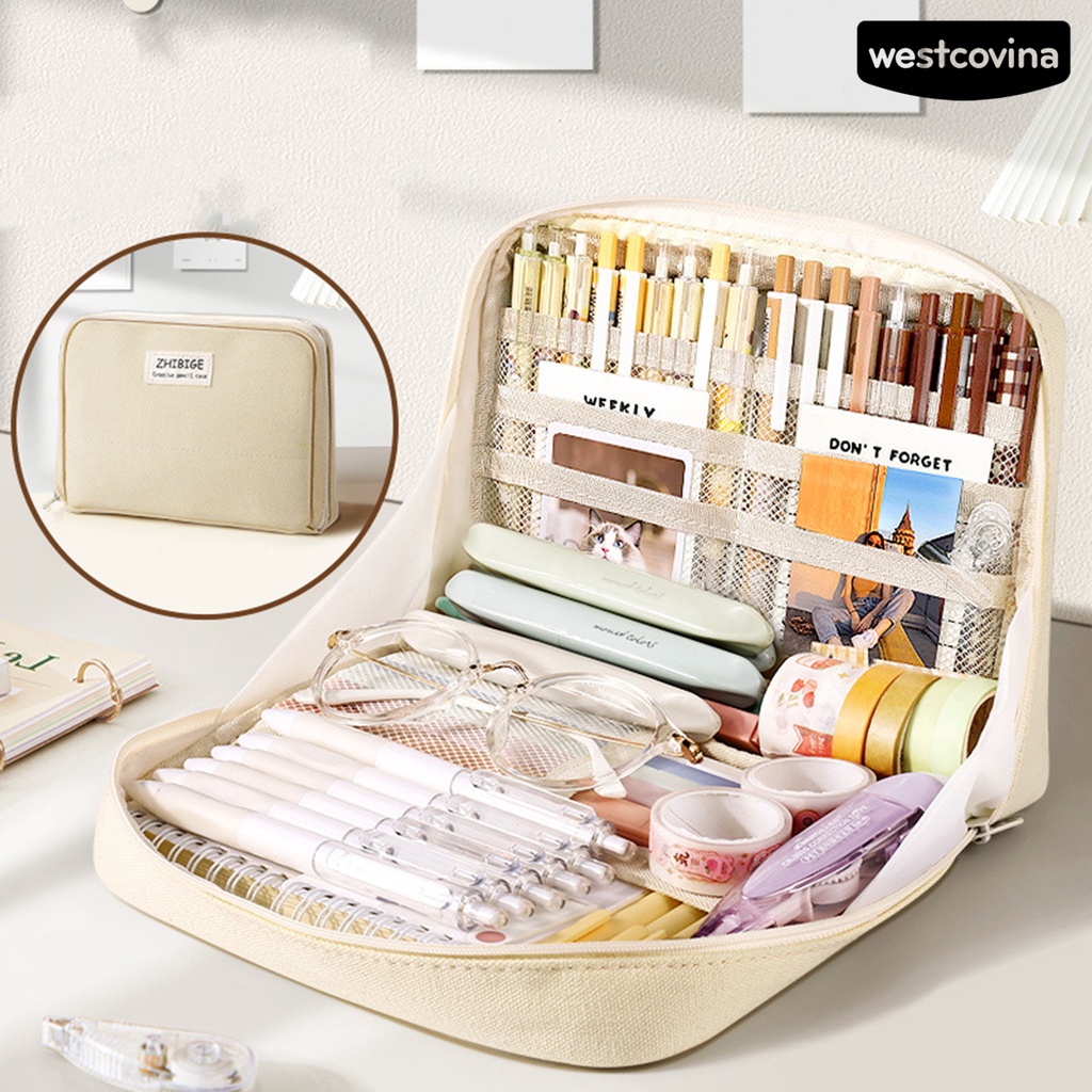 [WSTN]✎Túi Đựng Bút Nhiều Ngăn Sức Chứa Lớn Chống Bụi Bẩn Tiện Dụng