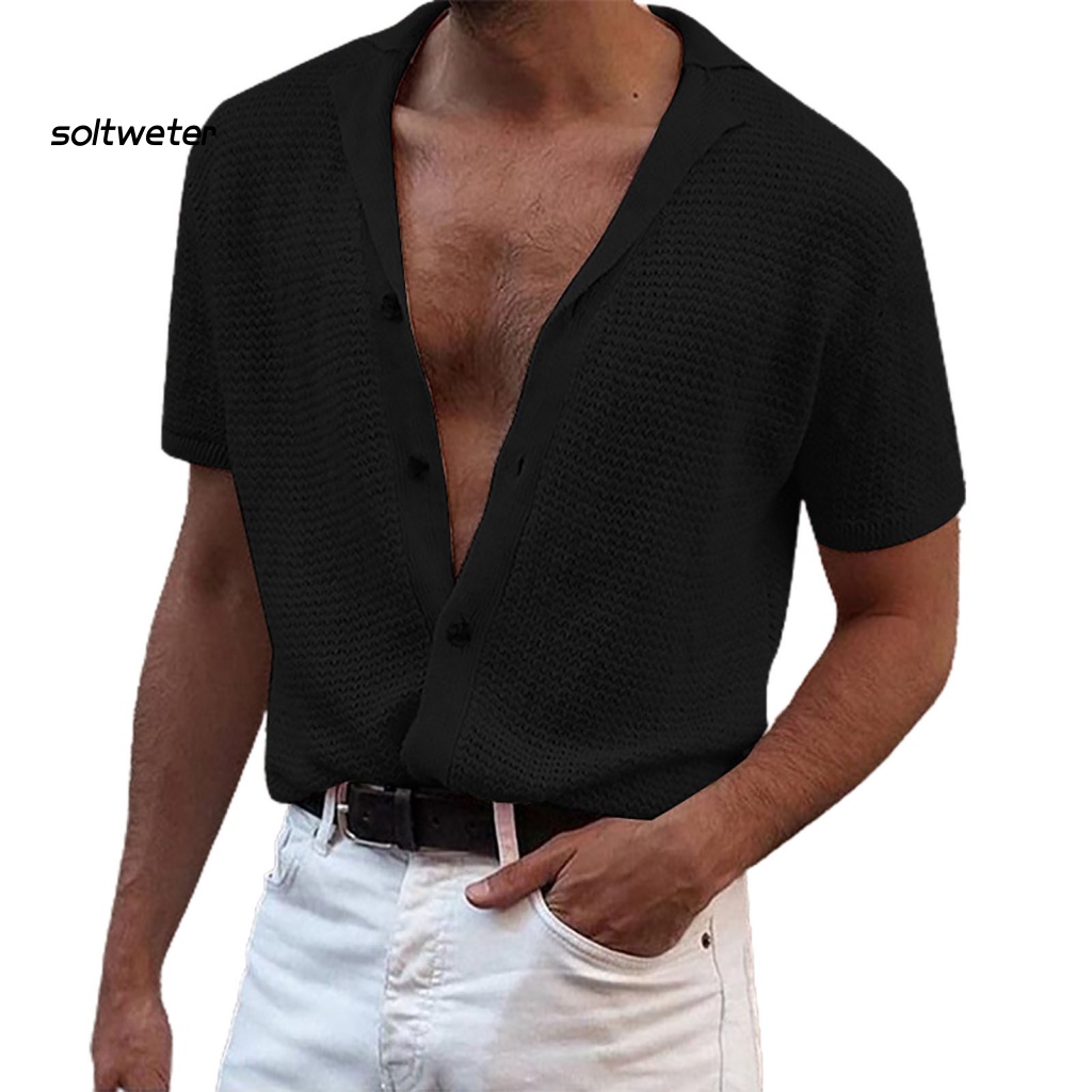 Áo Thun Dệt Kim Tay Ngắn Cổ Bẻ Màu Sắc Thời Trang Mùa Hè Cho Nam Giới