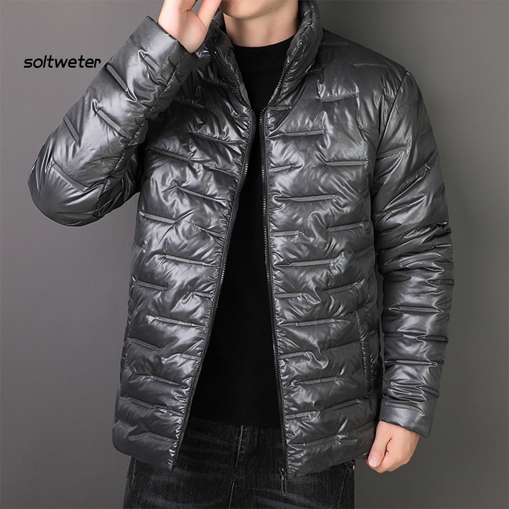 Áo Khoác Phao Màu Sắc Trơn Chống Thấm Nước Giữ Ấm Mùa Đông Cho Nam