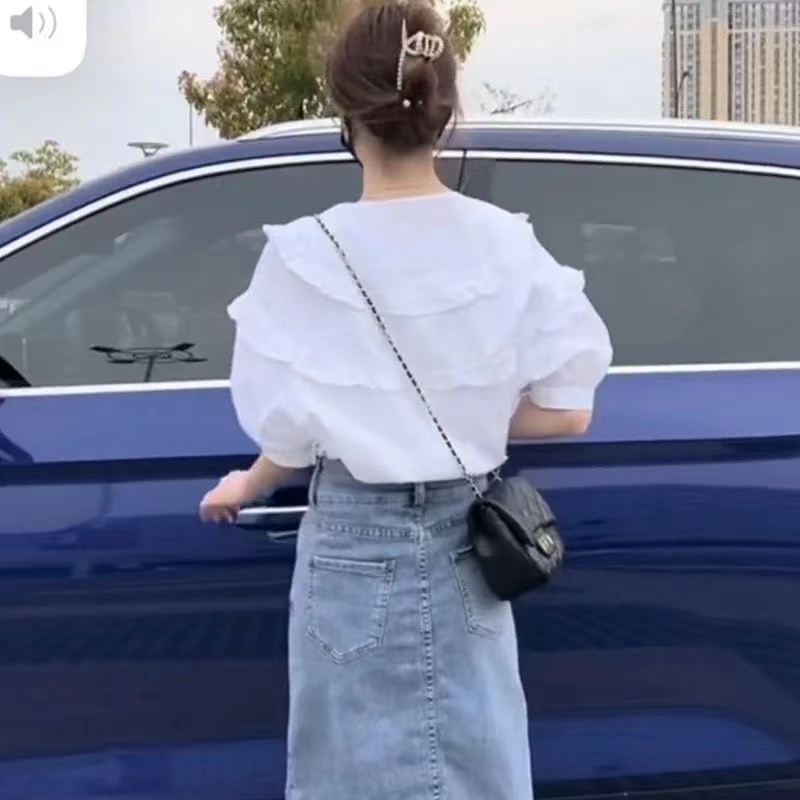 Áo Sơ Mi Tay Ngắn Phồng Cổ Búp Bê Thời Trang Mùa Hè 2023 Phong Cách Mới Dành Cho Bạn Nữ