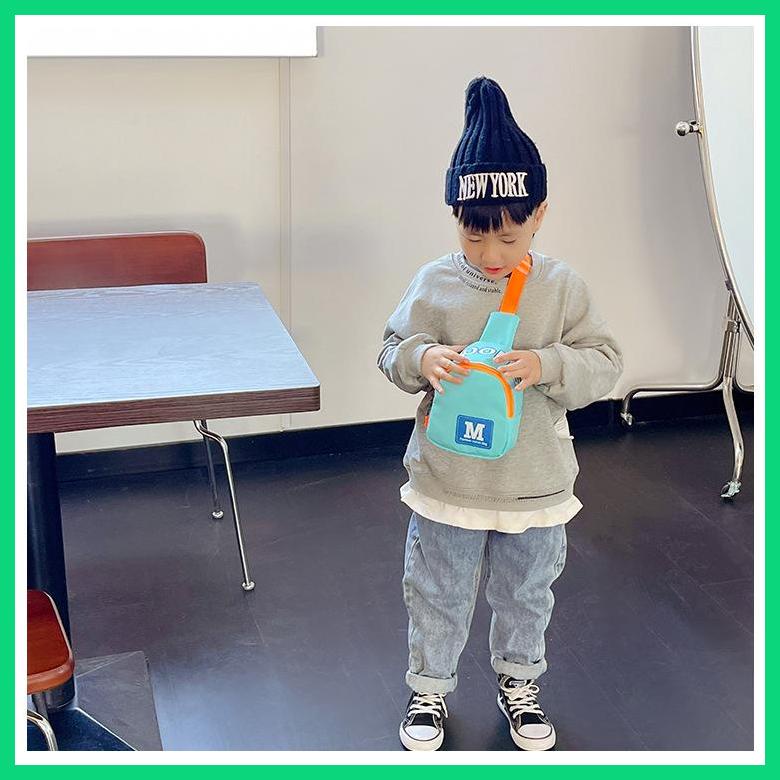 Túi Đeo Chéo Ngực Bằng Vải oxford Gọn Nhẹ In Chữ Màu Tương Phản Thời Trang Mới 2023 Cho Bé Trai Jwvn