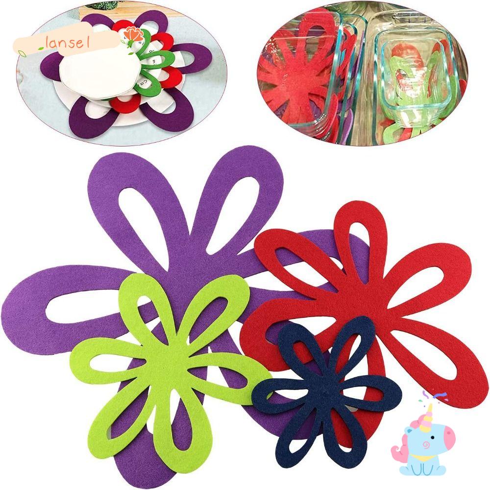 Set 4 Tấm Lót Tách Nồi Cách Nhiệt Chống Trầy Xước Hình Bông Hoa