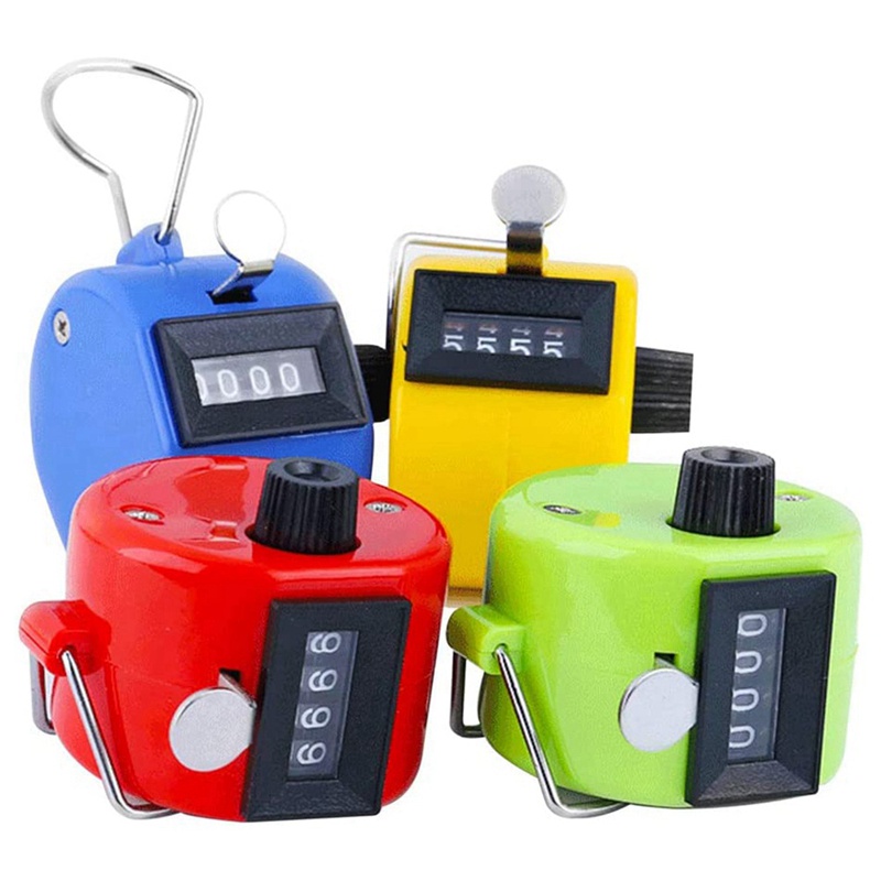 Set 6 Dụng Cụ Đếm Cầm Tay 4 Chữ Số Nhiều Màu Sắc Kèm Nhẫn Kim Loại