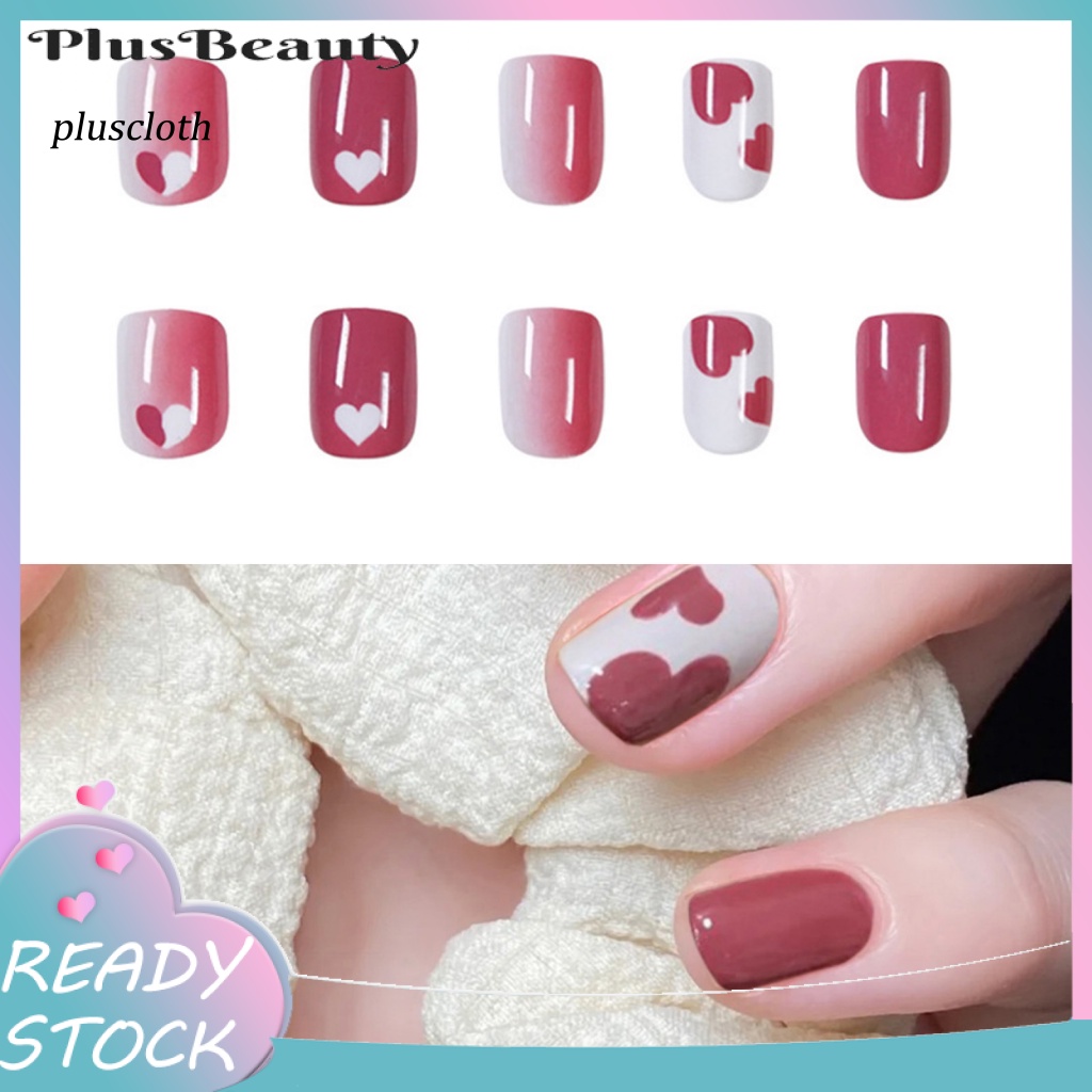 1 Bộ Móng Tay Giả Hình Trái Tim Bằng Nhựa ABS