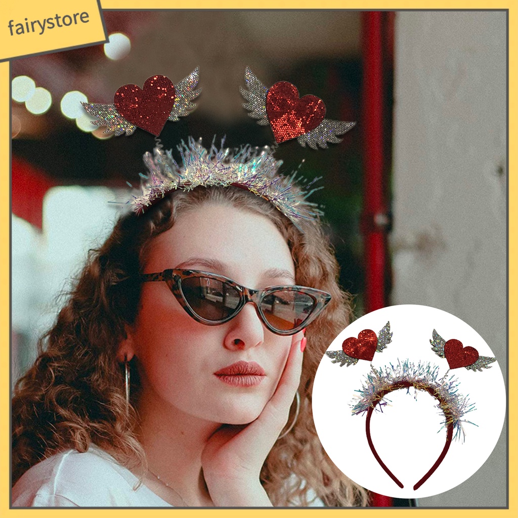 [FRO] Băng Đô Đính Kim Sa Hình Trái Tim Màu Tương Phản Đàn Hồi Chống Trượt Làm Quà Tặng Ngày Valentines