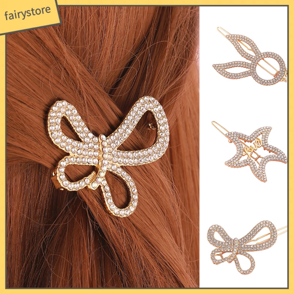 Kẹp Tóc Đính Đá Lấp Lánh Chống Trượt Thiết Kế Tinh Tế