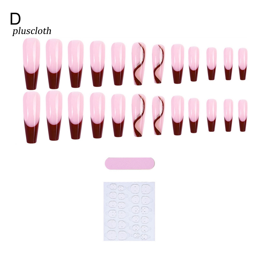 Bộ 24 Móng Tay Giả Siêu Mỏng Che Phủ Toàn Diện Phong Cách Pháp Sang Trọng