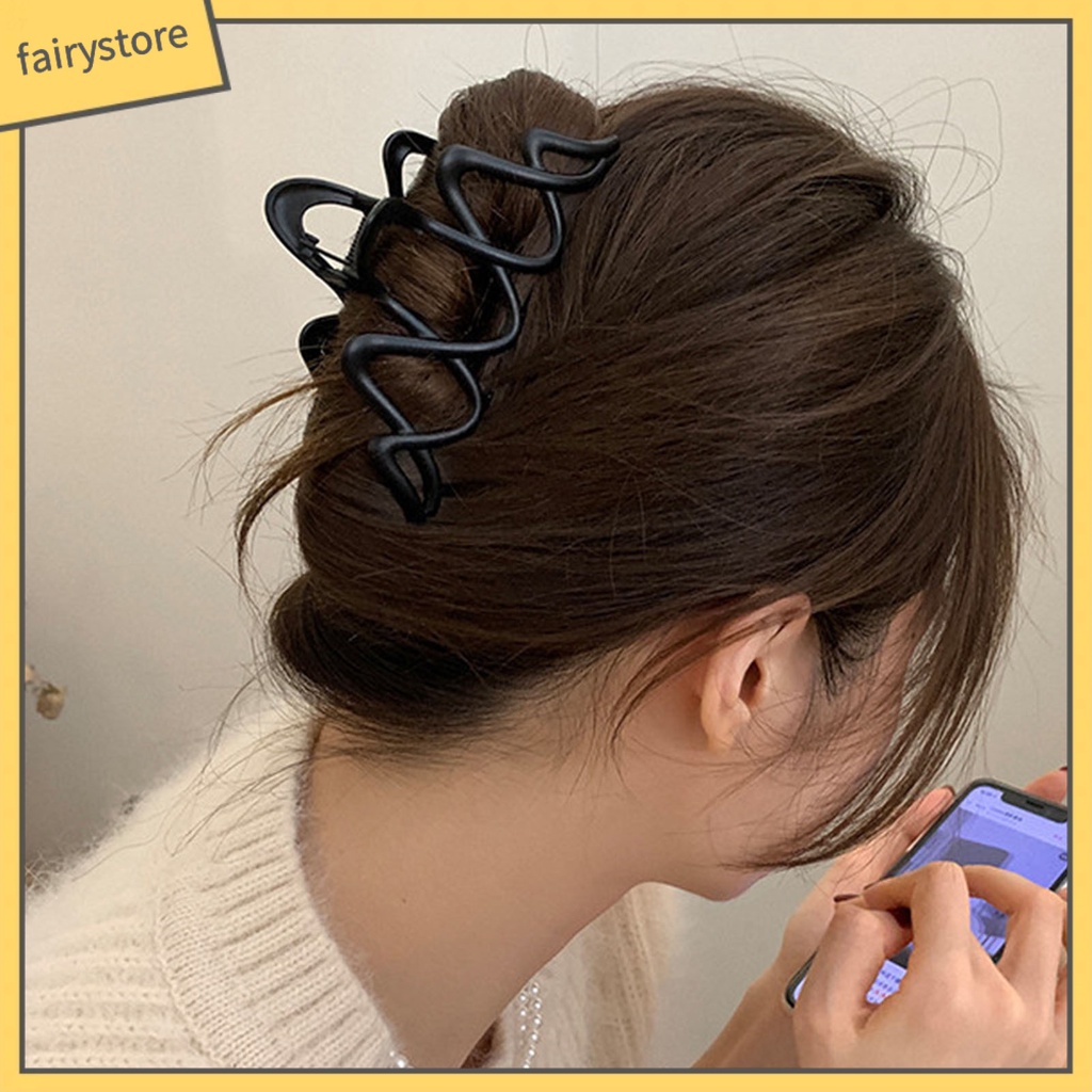 Kẹp Tóc Dạng Gợn Sóng Màu Trơn Co Giãn Chống Trượt Bằng Thép Không Gỉ