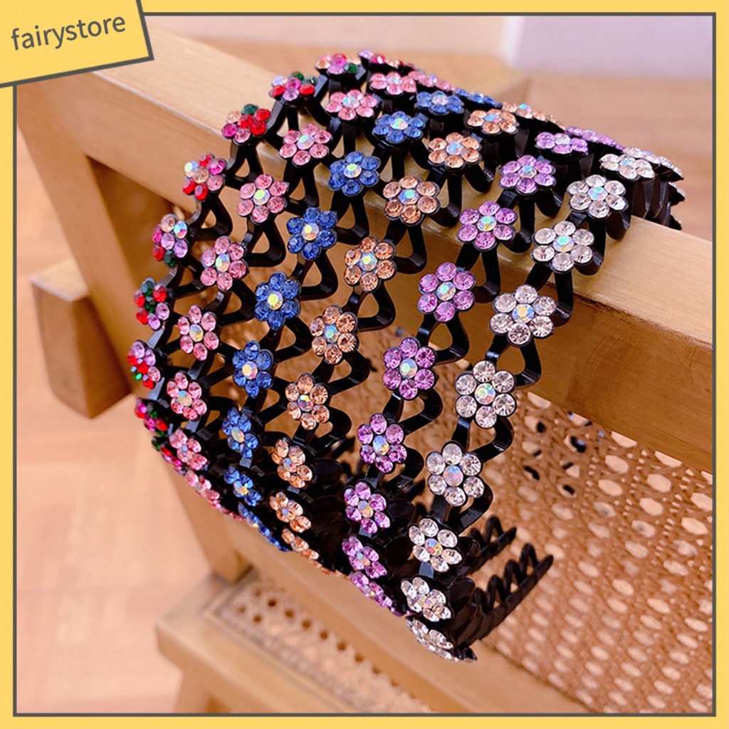 Băng Đô Cài Tóc Viền Mềm Đính Đá Lấp Lánh Chống Trượt Dễ Sử Dụng