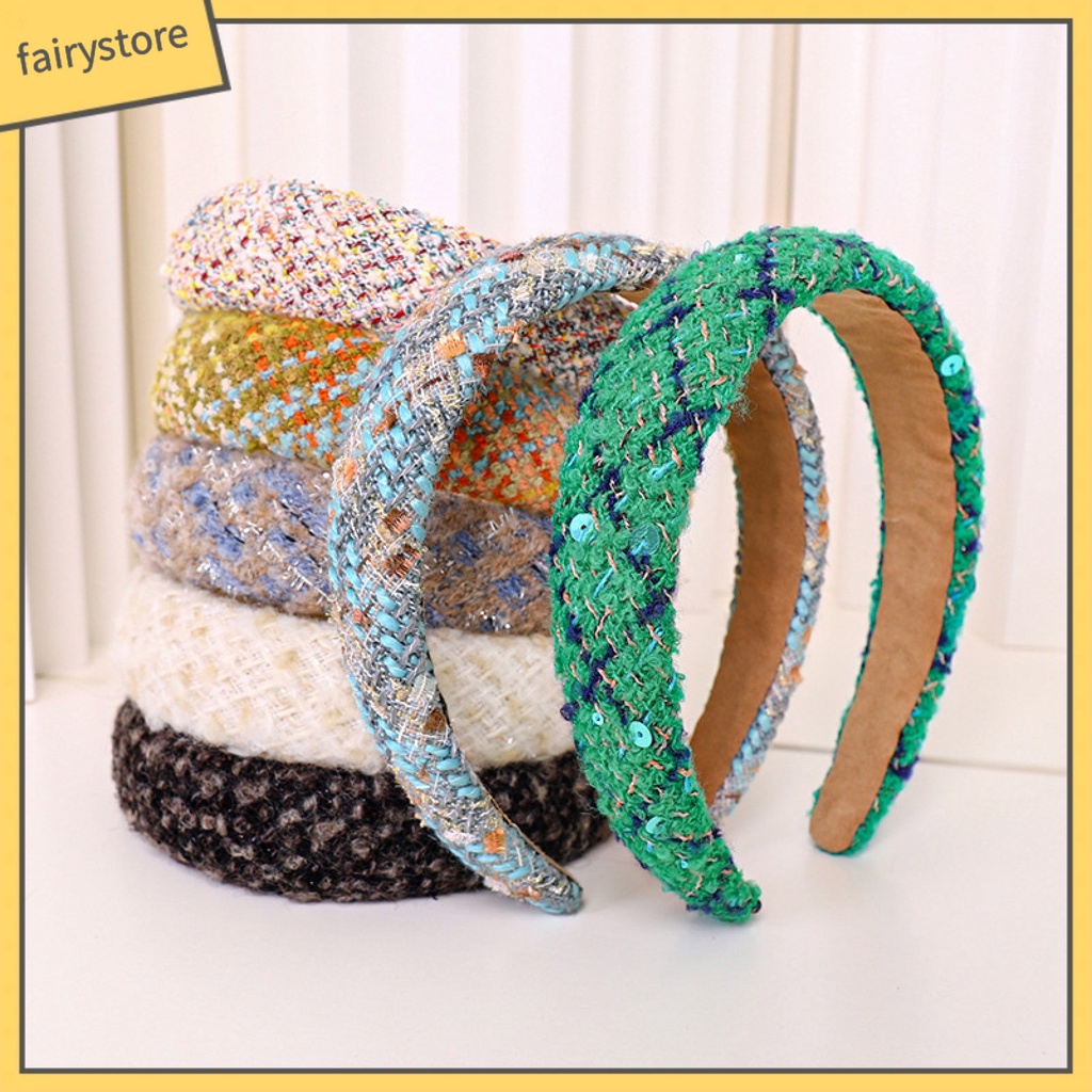 Băng Đô Cài Tóc Họa Tiết Caro Phong Cách Hàn Quốc Ngọt Ngào Cho Nữ