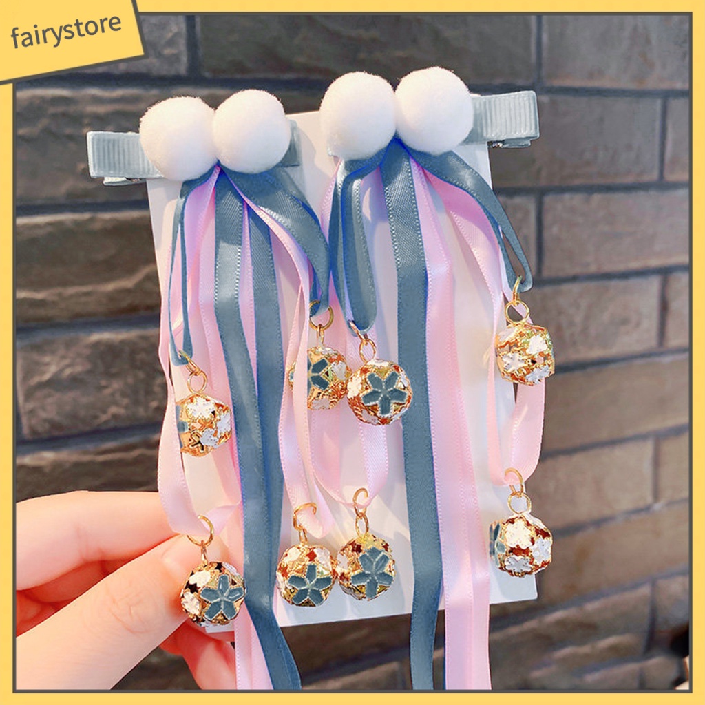 1 Cặp Kẹp Tóc Tua Rua Phong Cách Trung Hoa Cổ Điển Mừng Năm Mới Cho Bé Gái