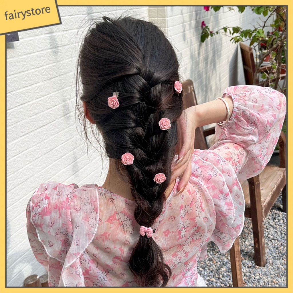 Kẹp Tóc Hình Nơ Hoa Hồng Mini Bằng Hợp Kim Chống Trượt Trang Trí Hàng Ngày Cho Nữ