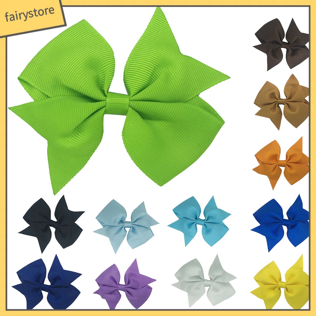 Set 20 Kẹp Tóc Nơ Chống Rơi Màu Trơn Xinh Xắn Cho Bé Gái