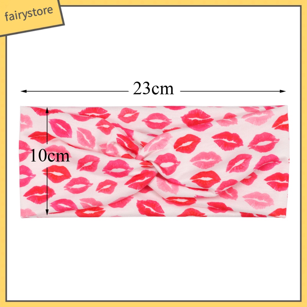 Băng Đô Cài Tóc Co Giãn Tốt In Họa Tiết Trái Tim Xinh Xắn Thời Trang