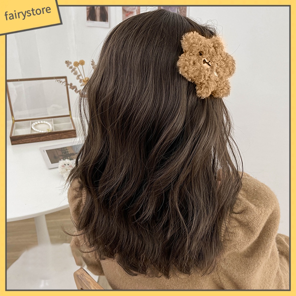 Kẹp Tóc Hình Gấu / Thỏ Bông Mềm Mại Gọn Nhẹ Không Trượt Cho Bé