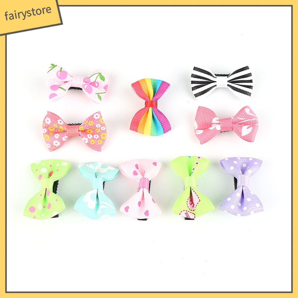 Set 10 Kẹp Tóc Nơ Nhiều Màu Sắc Cho Bé Gái