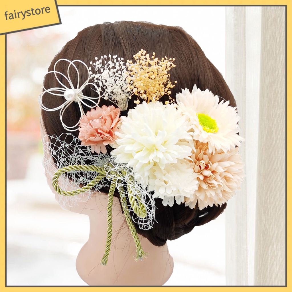 Set 9 Kẹp Tóc Chữ U Đính Hoa Cúc Nhân Tạo Đơn Giản