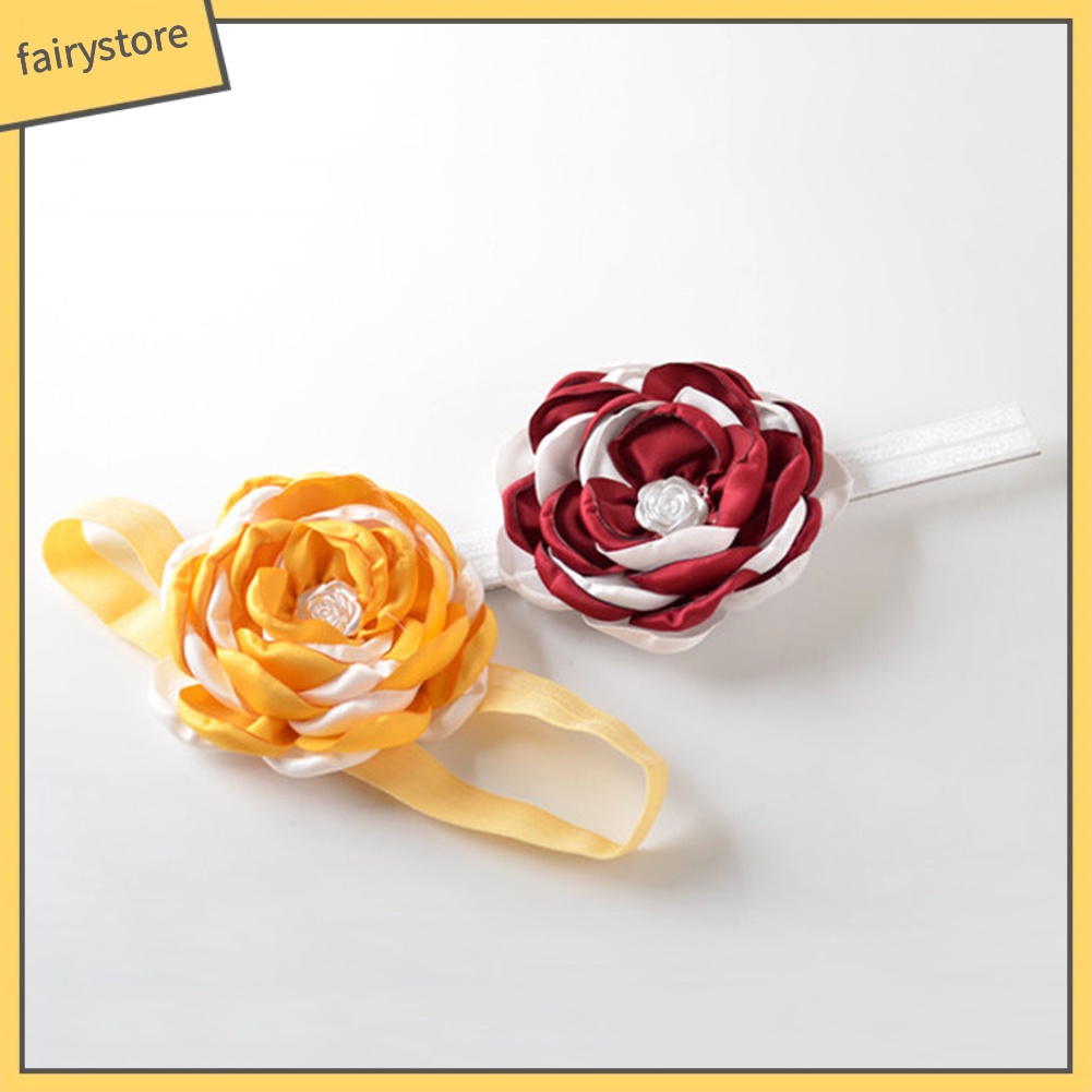 Băng Đô Hoa Hồng Vải Co Giãn Xinh Xắn Cho Bé Gái