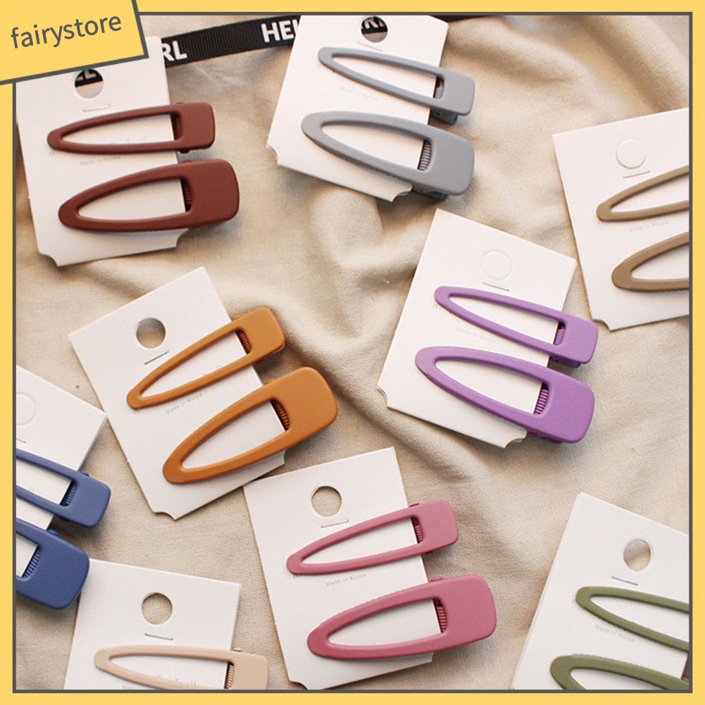 Set 2 Kẹp Tóc Kim Loại Màu Sắc Tinh Khiết Cho Bé Gái