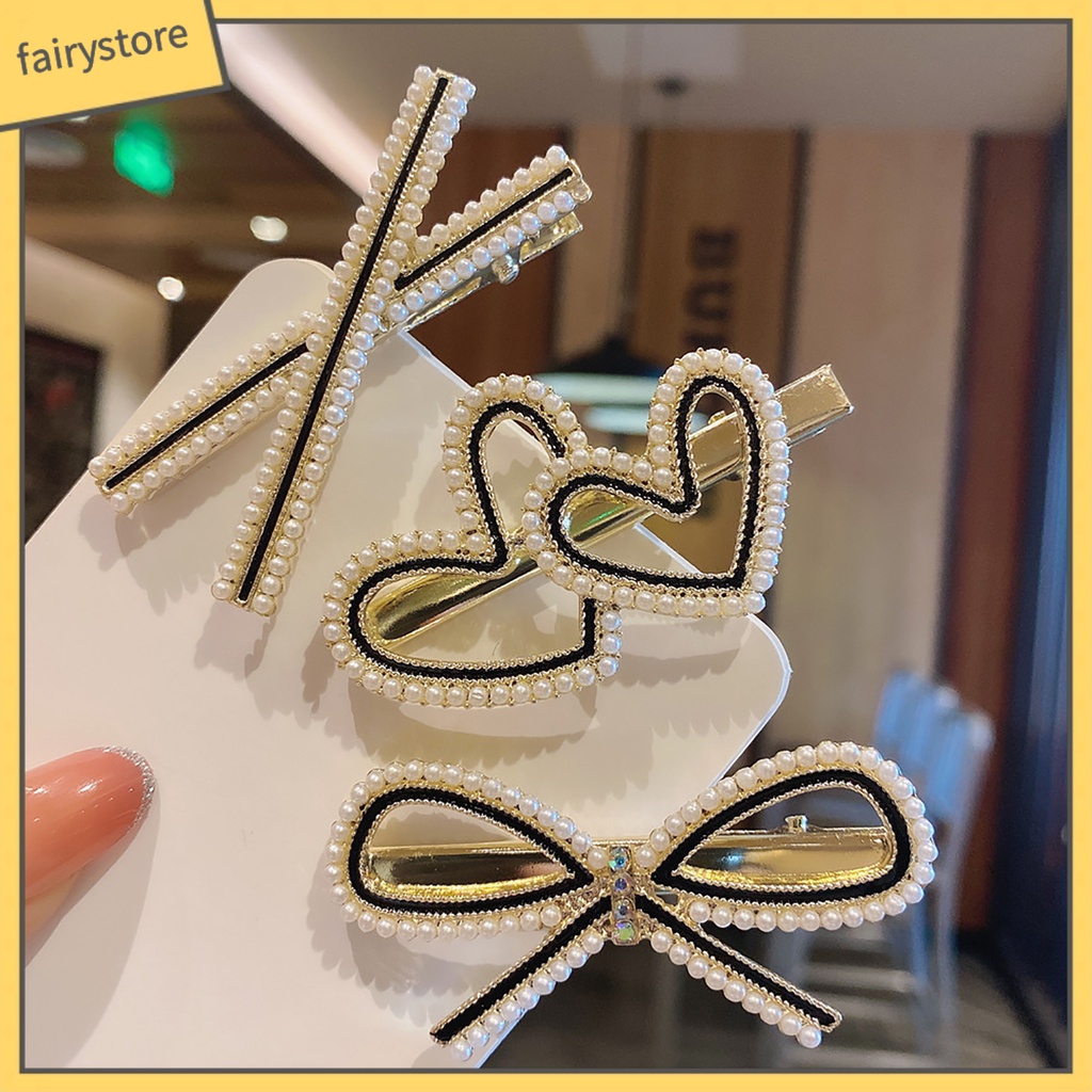 Kẹp Tóc Hình Nơ / Trái Tim Đính Đá / Ngọc Trai Nhân Tạo Thời Trang