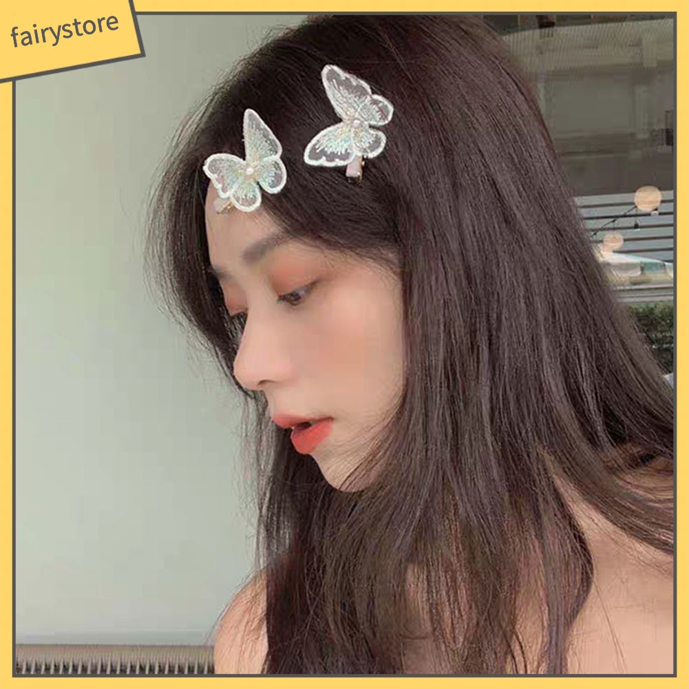 Set 5 Kẹp Tóc Bướm 3D Đính Ngọc Trai Giả Thời Trang Nữ