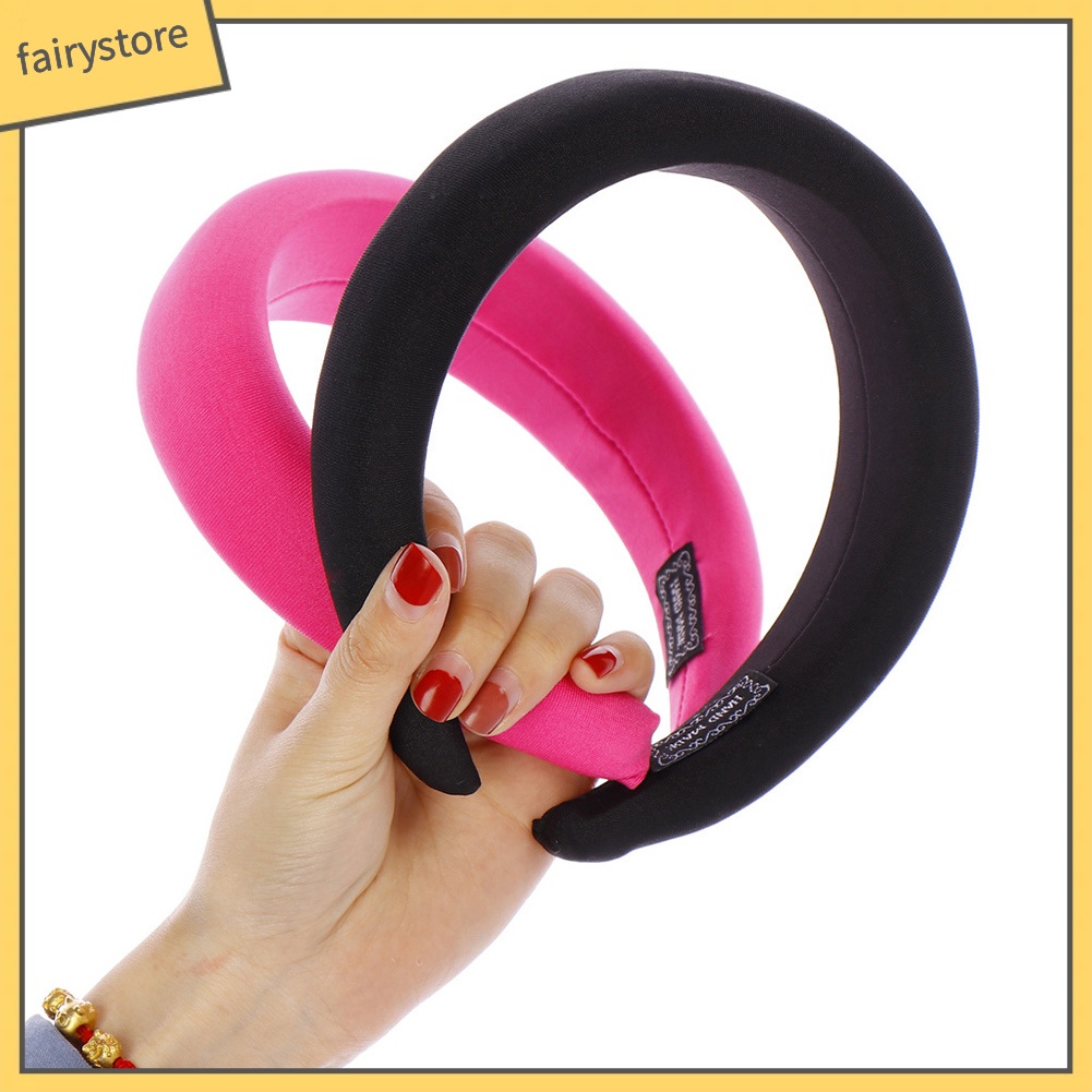 Băng Đô Cài Tóc Bằng Xốp Mềm Màu Trơn Thời Trang Cho Nữ