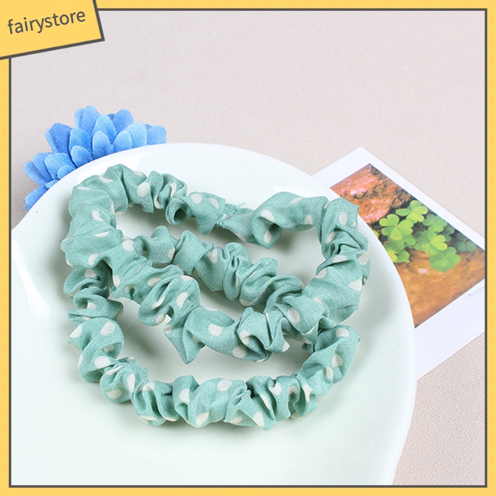 Set 10 Dây Cột Tóc Co Giãn Hoạ Tiết Chấm Bi Dễ Thương Cho Nữ