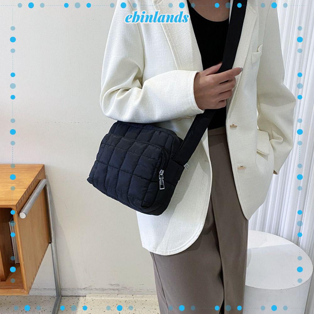 Túi Xách Đeo Vai Họa Tiết Kẻ Sọc Bằng Cotton Gọn Nhẹ Giữ Ấm Mùa Đông