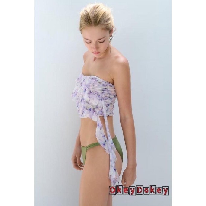 Áo Ống Nhún Bèo Họa Tiết Hoa Thời Trang Mùa Hè Cho Nữ