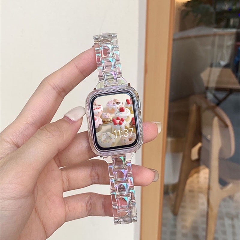 Dây Đeo Trong Suốt Màu Cầu Vồng Laser Cho Đồng Hồ Thông Minh Apple Watch Series 8 7 6 / 5 / 4 3 iWatch 49MM 45MM 44MM 42MM 41MM 40MM 38MM