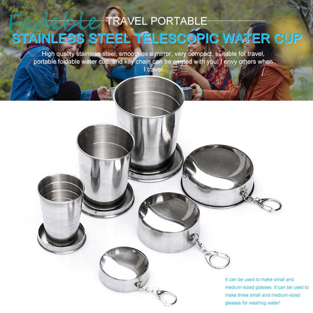 Cốc Uống Nước Bằng Thép Không Gỉ Có Thể Gấp Gọn Tiện Dụng Mang Theo Du Lịch